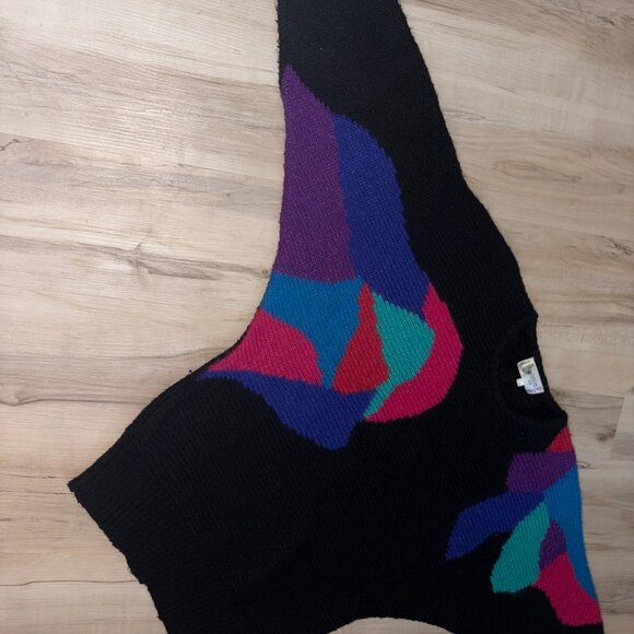 Vintage Barbra Sue Colourful Dolman Sleeve Knit Sweater L - Picture 5 of 5